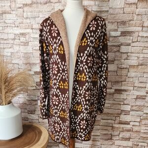 Kempson Brand New Floral Patterned Hooded Sweater - Brown, Pink, Yellow